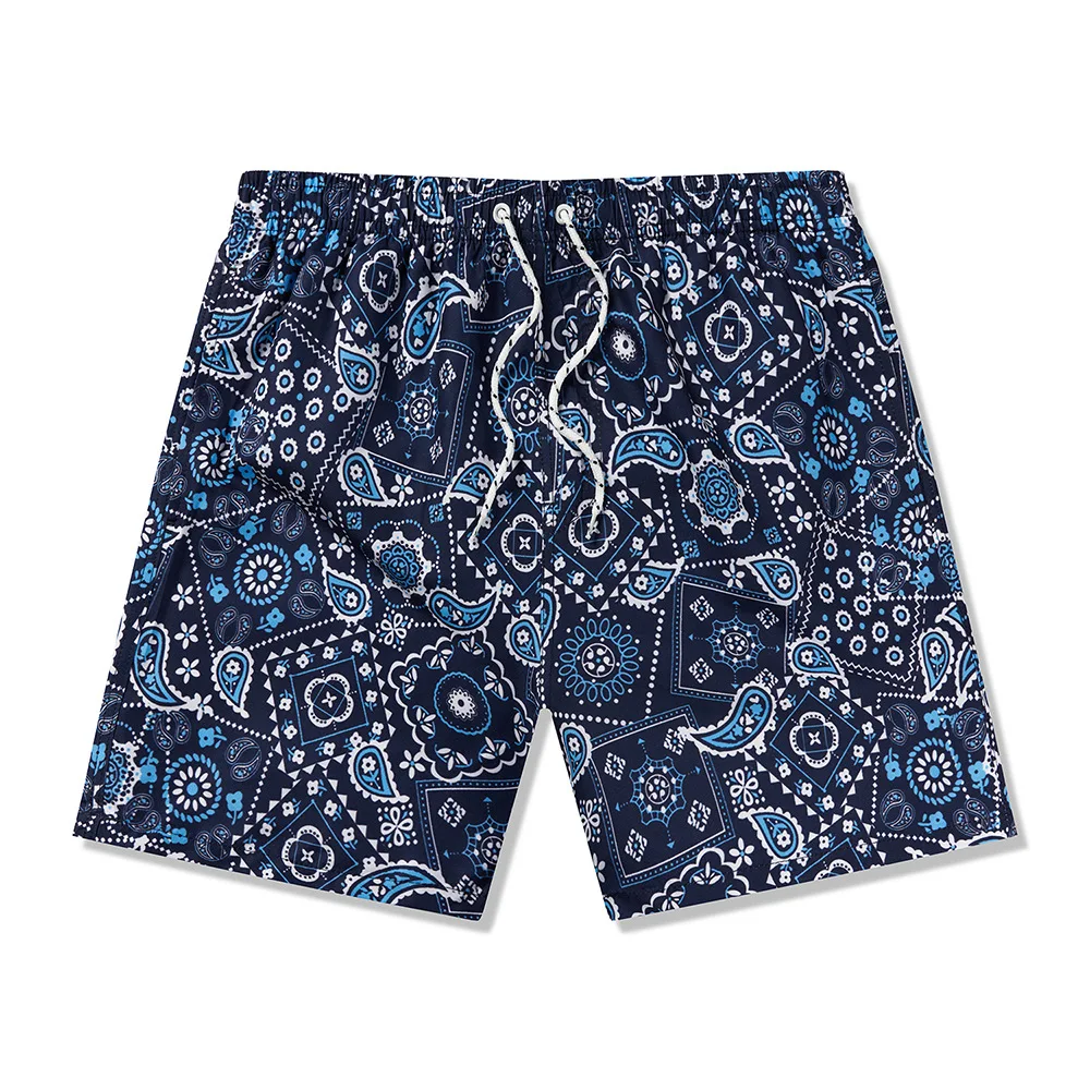 Men Swim Trunks Fashion Tropical Print Drawstring Board Shorts Swimsuit Beach Summer Swimwear Quick Dry Bathing Suits Trunks