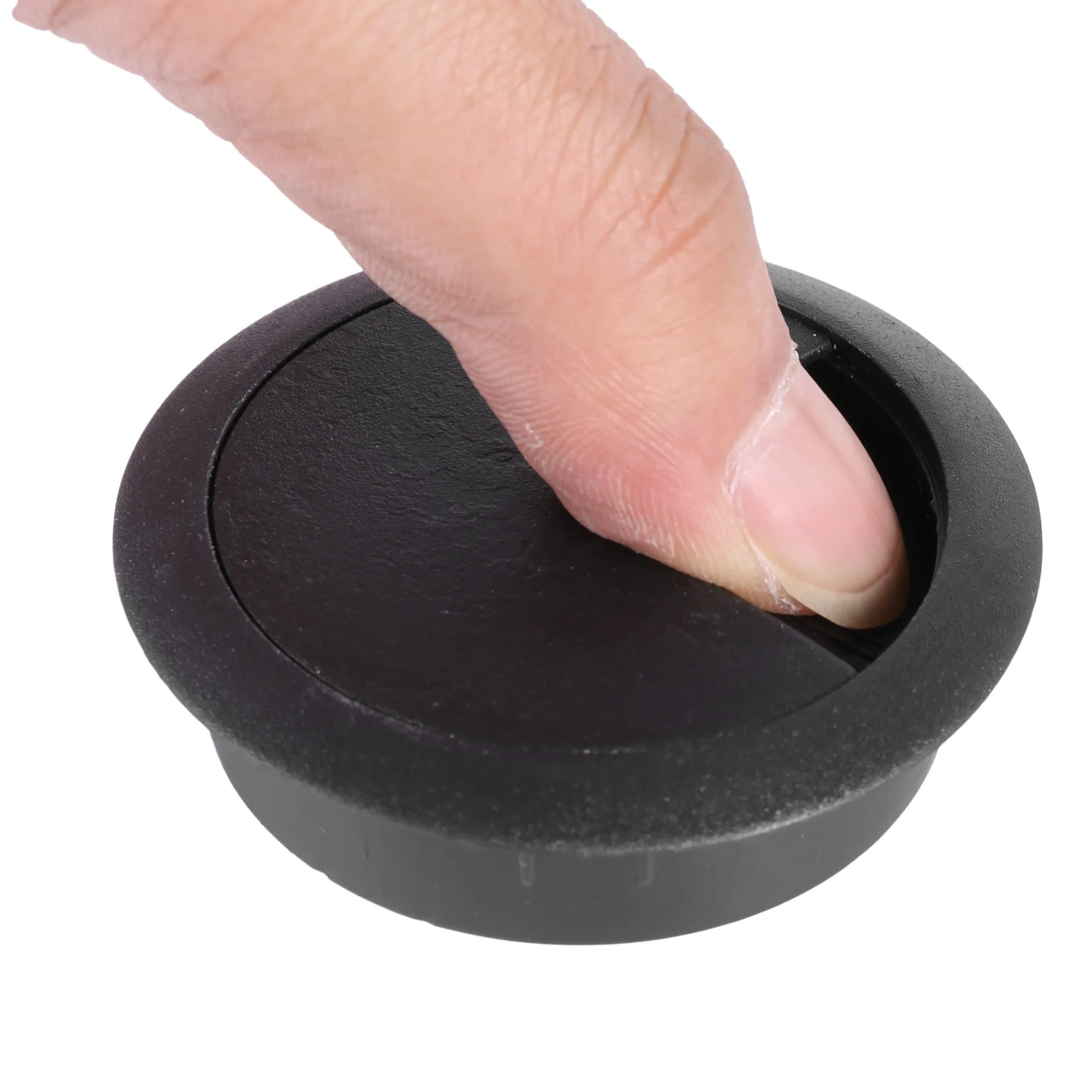 5 Pcs Black 70mm Dia Round Plastic Cable Hole Covers for Computer Desk