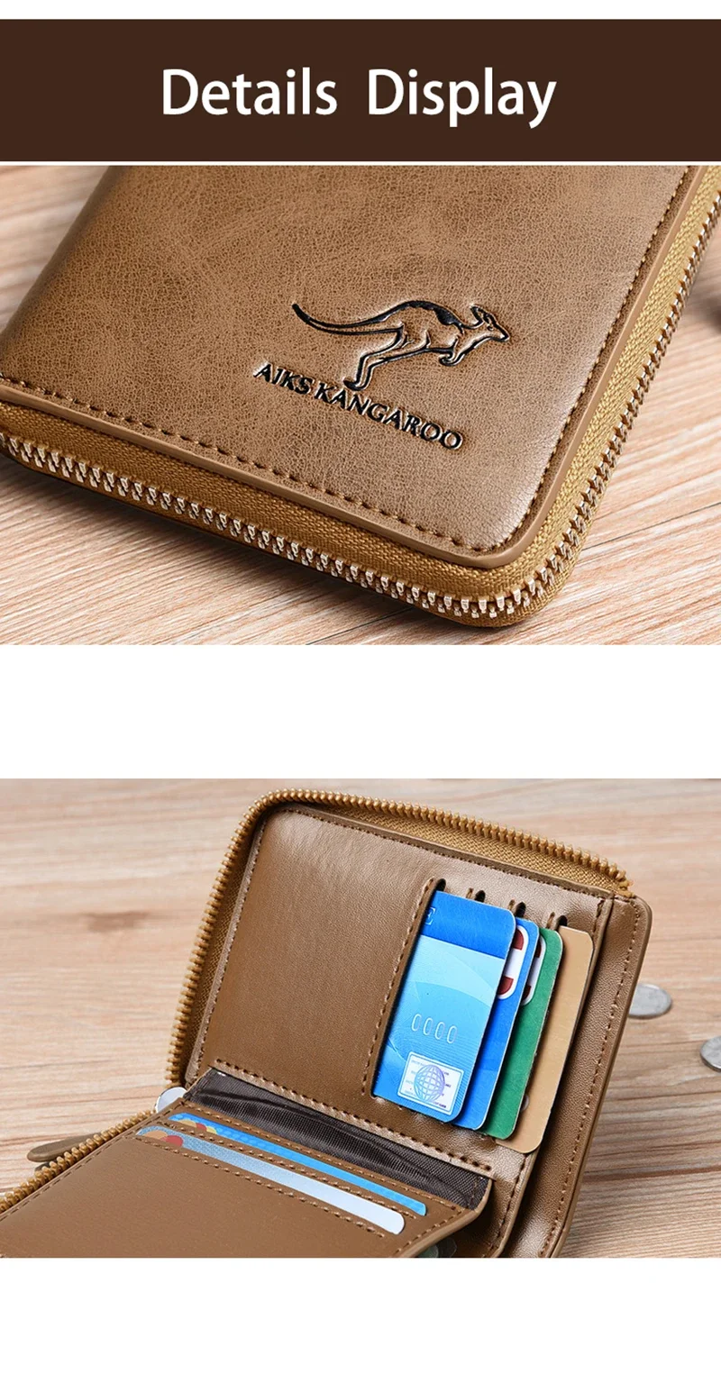 Luxury RFID Blocking Wallet - Mens Zipper Business Card Holder