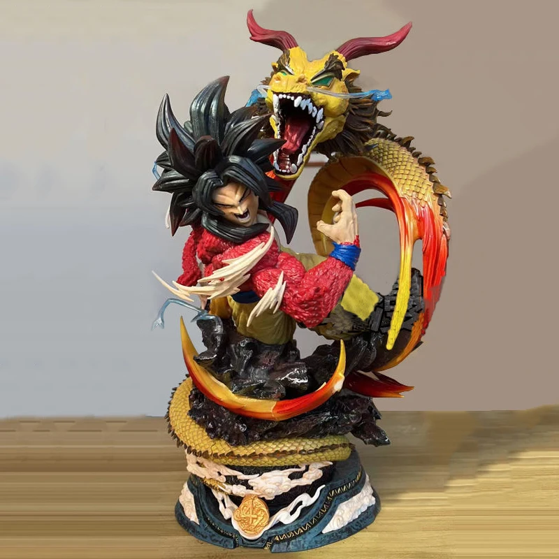 Dragon Ball Figure Double Head Dragon Fist Son Goku Ssj4 Action Figures 40Cm Pvc Anime Statue Collection Model Doll Toys Regali