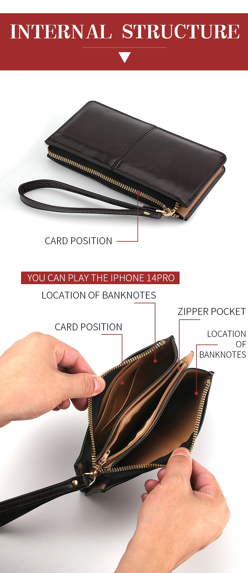 Stilvolle Vintage Reiß verschluss Geldbörse Damen lange Geldbörse Einkaufstasche Münz karten halter Pu Leder Damen Geldbörse – Detail 4