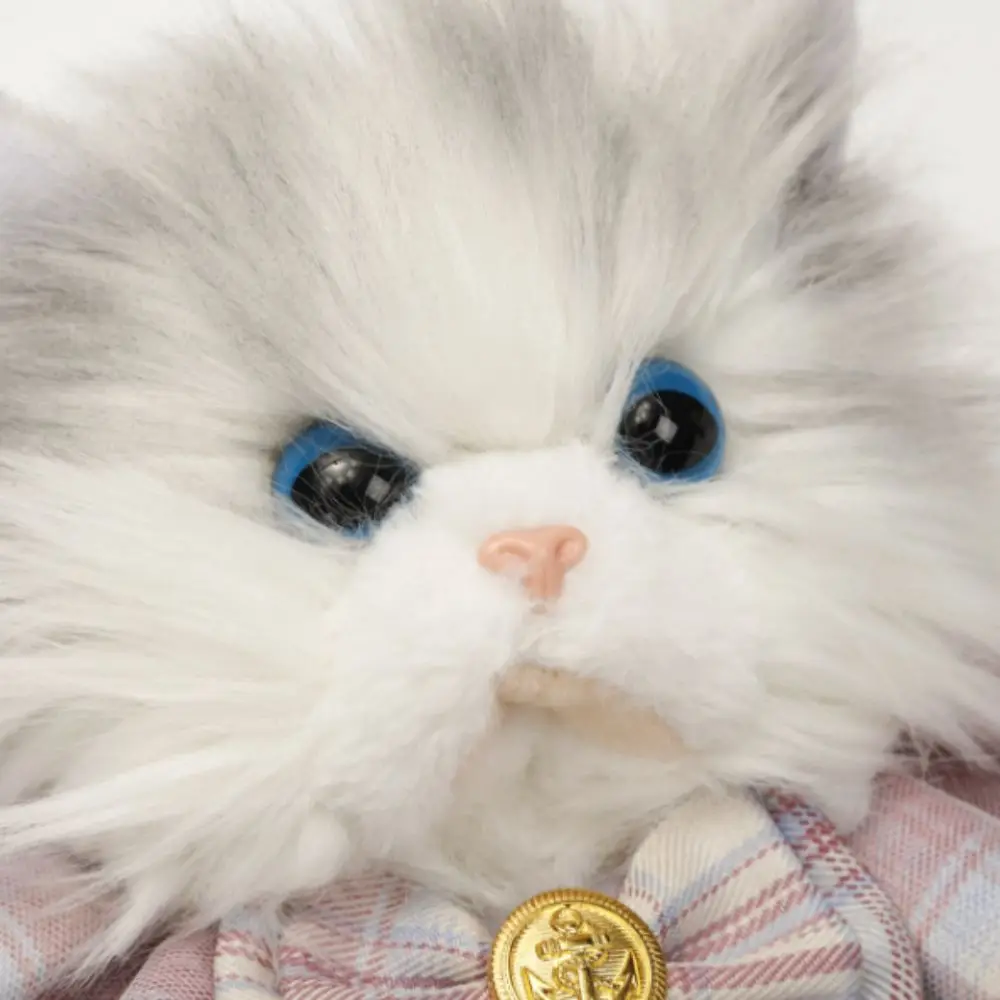 Long-haired Fluffy Cat Doll Backpack Ragdoll Cat Super Realistic Plush Cat Backpack Bow Tie Handmade Cute Animals Plush Bag
