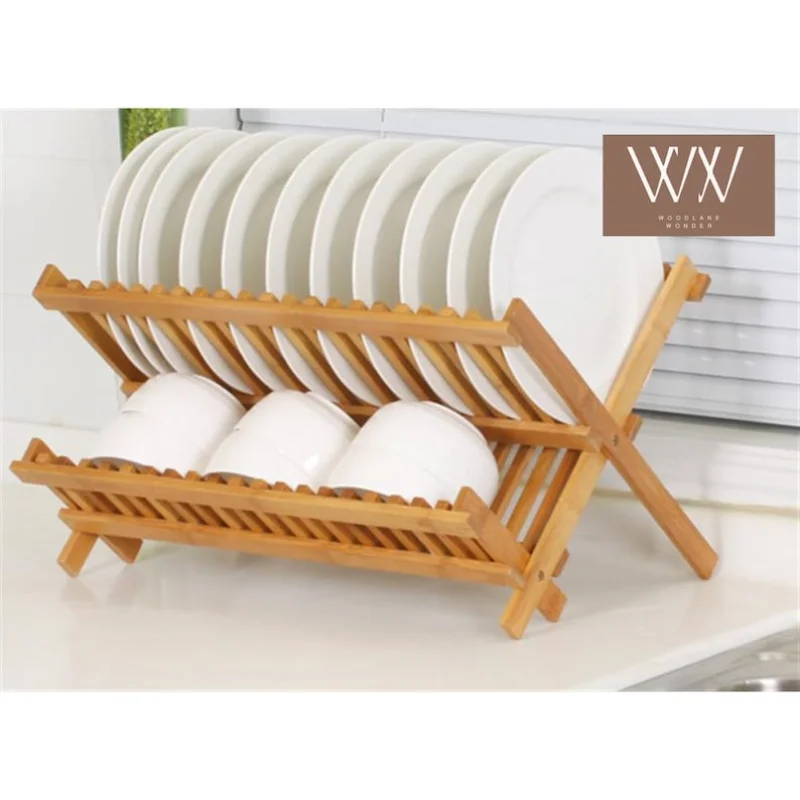 

Folding Bamboo Dish Rack - Wooden Drying Rack, Holder for Plates, Kitchen and Dining, Dish Stands, Dishwashing, Home and Living