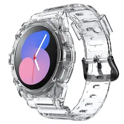 Clear Protective Band & Case Set for Smart Watches - Transparent Sport Bracelet and Wristband Ensemble (Transparent)