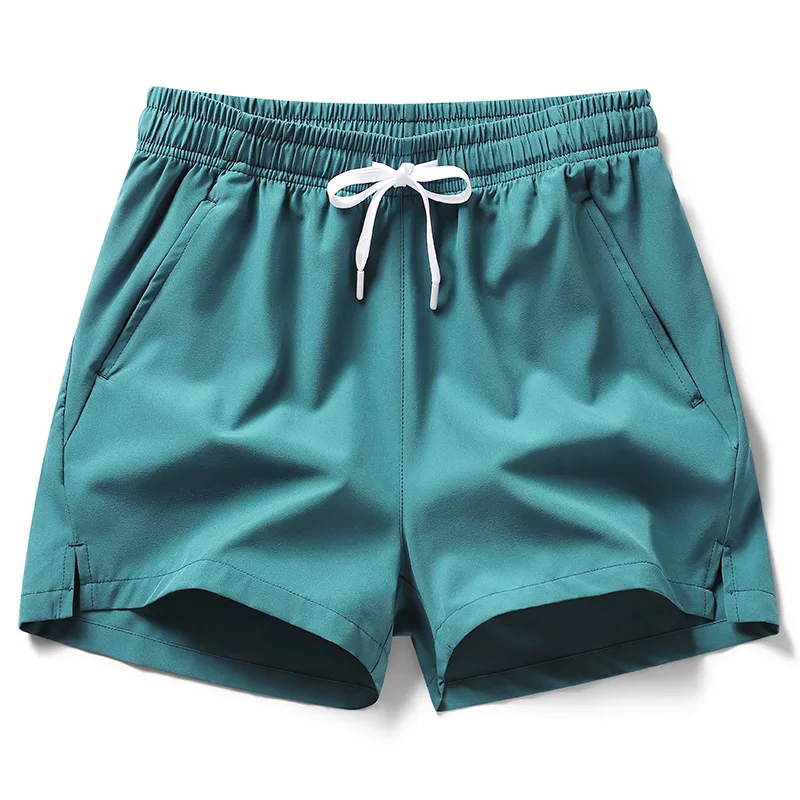 Summer Solid Color Fashion Elastic Waist Shorts Man High Street Casual Loose Pockets Lacing Patchwork Quick Drying Motion Pants