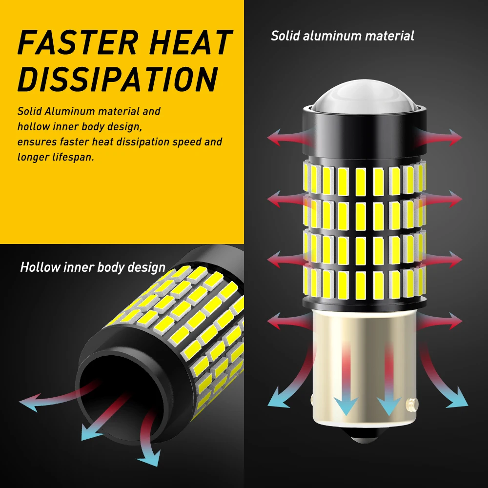 AUXITO 2Pcs 1156 P21W BA15S LED  6000K  ڵ ĸ   ְ    4014 SMD  Ʈ