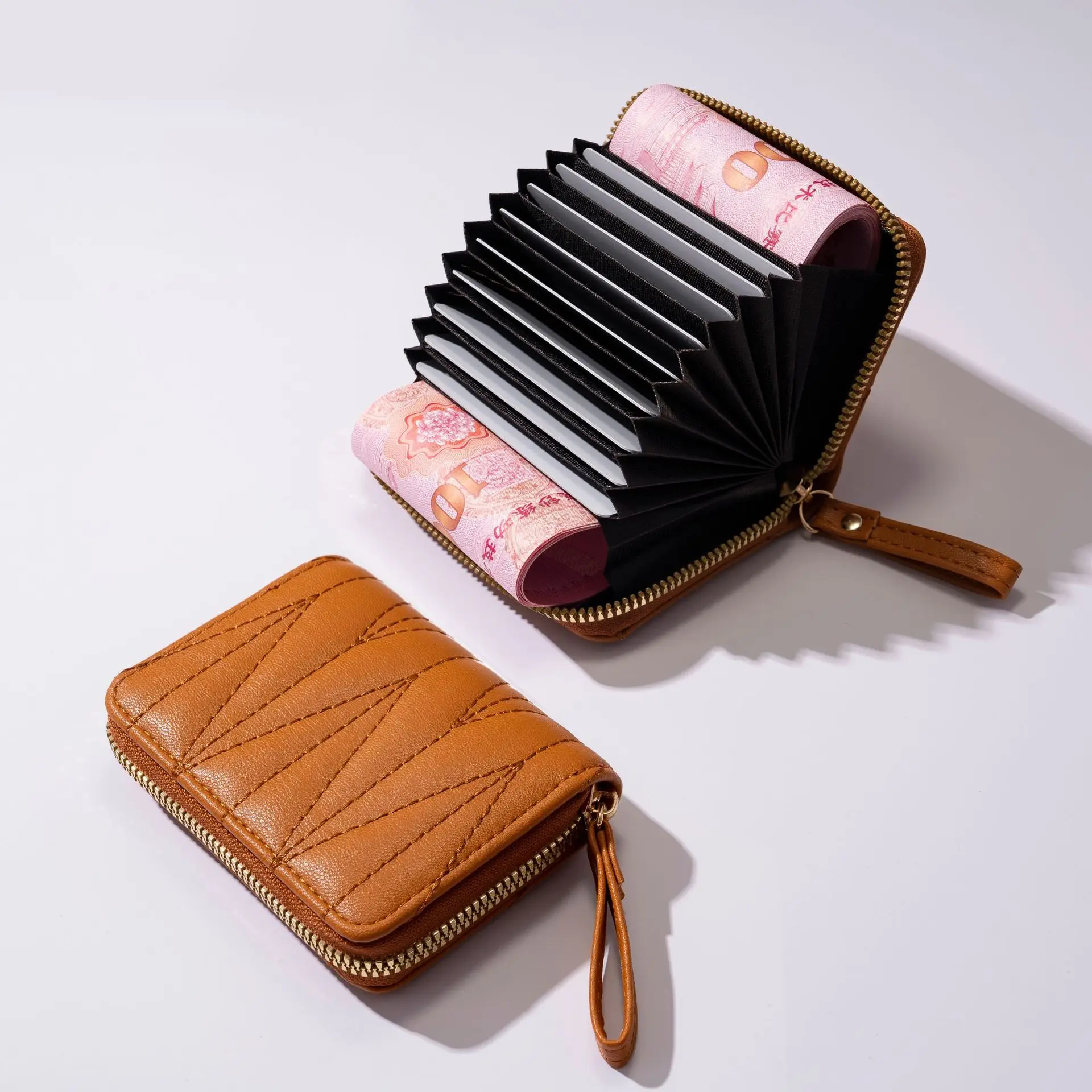 New Woman Super Slim Soft Wallet Credit Card Anti-degaussing Purse Card Holders Fashion Female Zipper Multi-card Large Capacity