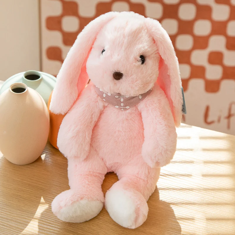 thumbnail image 1 of Lindo conejito de peluche de orejas grandes, animales de peluche de dibujos animados, conejo que usa suéter, almohada suave para dormir para bebé, regalo de cumpleaños para niña, 1 of 5