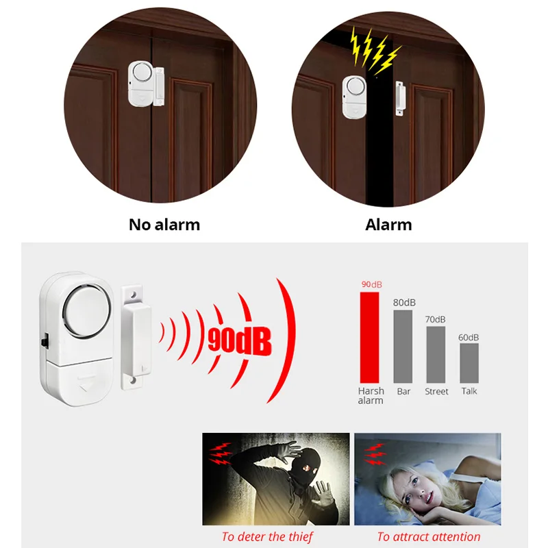 KERUI capteur de porte indépendant capteur magnétique sans fil maison fenêtre porte entrée Anti-vol alarme de sécurité 90dB 2
