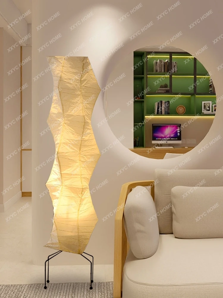 

Japanese-Style Floor Lamp Living Room Paper Lamp Silent Wind Study Lamp