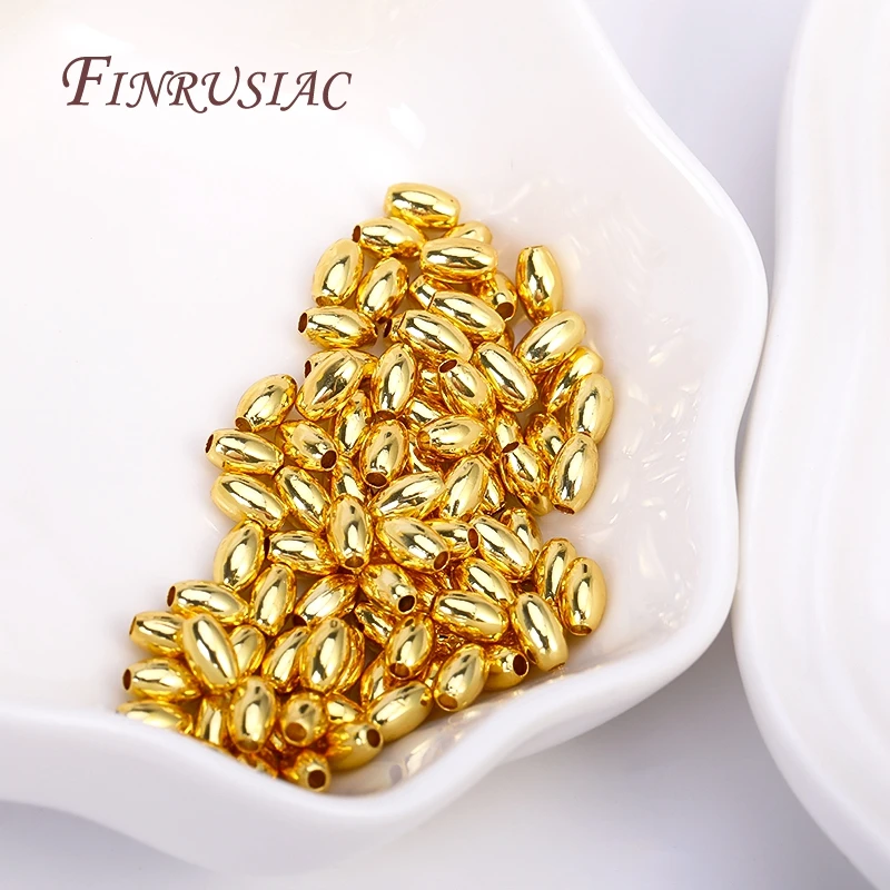 

3X5MM 18K Gold Plated Oval Spacer Beads, Rice Shape Beads For Jewelry Making Supplies DIY Findings Accessories