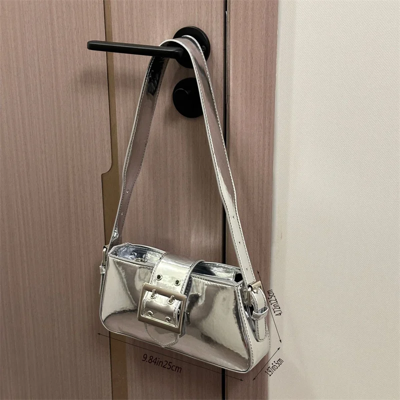 Luxury Designer Handbags for Women Laser Armpit Bag Brand Shoulder Bag Silver Chic Female Top Handle Bags Shopper Tote Bag Purse