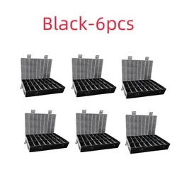 Compact 24-Grid Plastic Organizer for Jewelry and Small Items (55564-Black-6pcs)