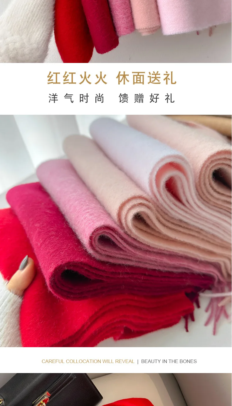 100 Wool Narrow Scarf - Solid Color Warm Winter Scarf for Men  Women