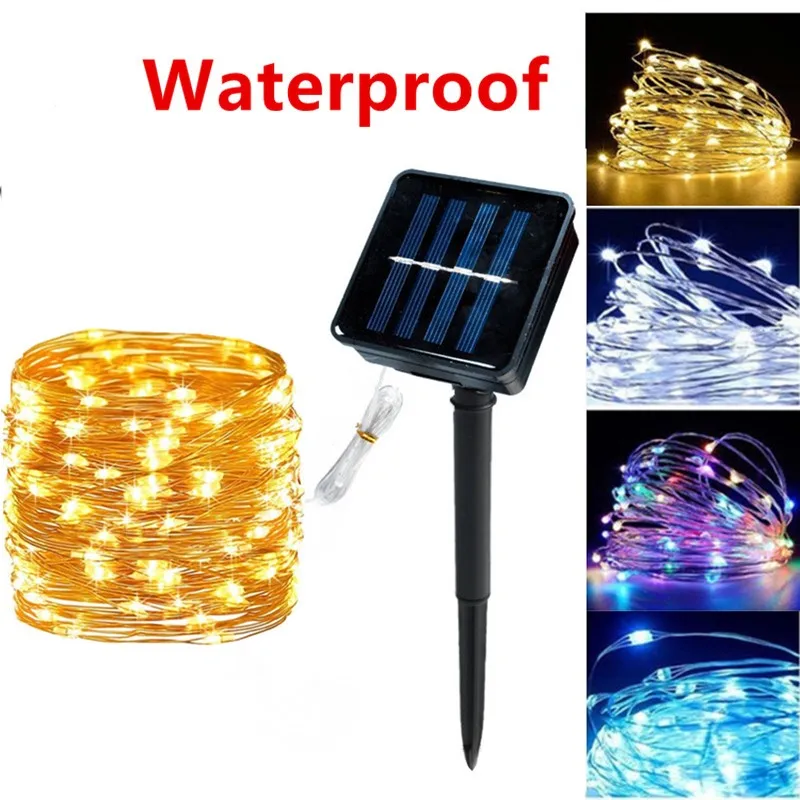 

3set Solar String Fairy Lights 12m 100LED Waterproof Outdoor Lighing Garland Solar Power Lamp Christmas for Garden Decoration