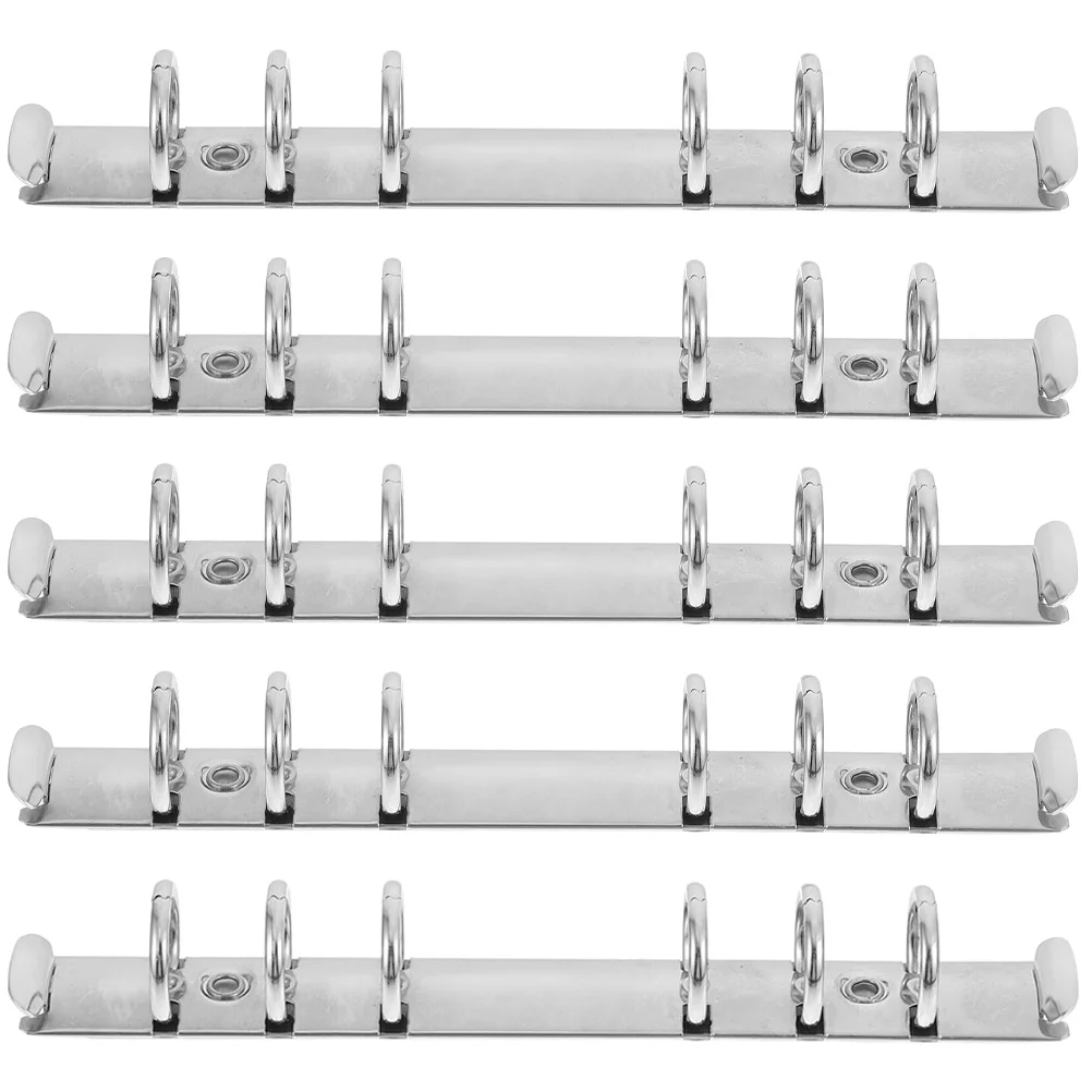 

5 Pcs Binder Binding Spine Combs 6 Ring Clips 6-hole Mechanisms Inserts Folder Loose Leaf Fasteners for File Folders