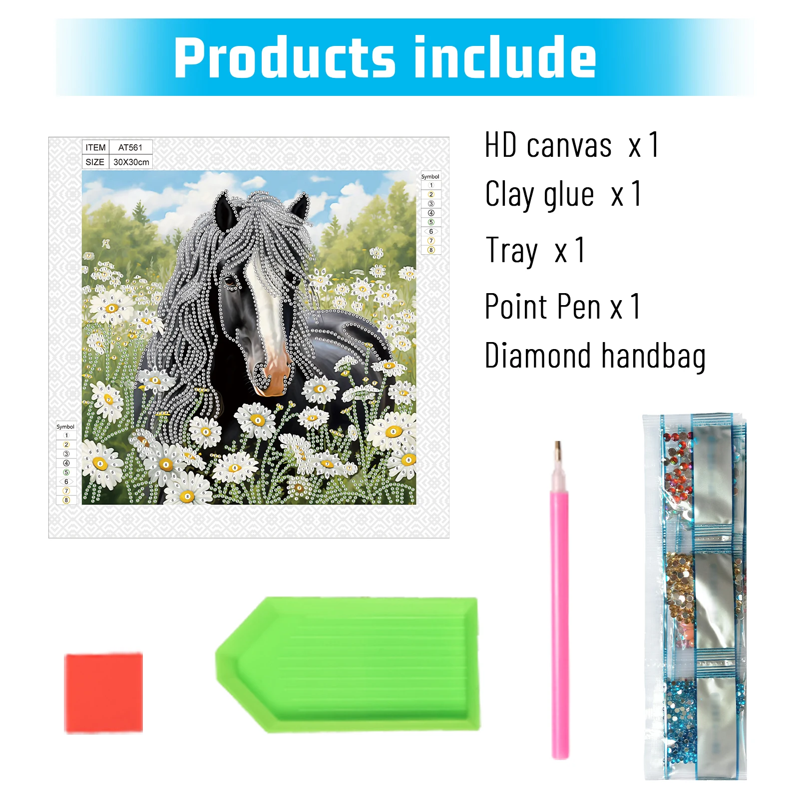 DIY Horse and Flower 5D Special Shape Diamond Art Kits for Beginners Diamond Art Painting Kits for Home Wall Decoration Gift