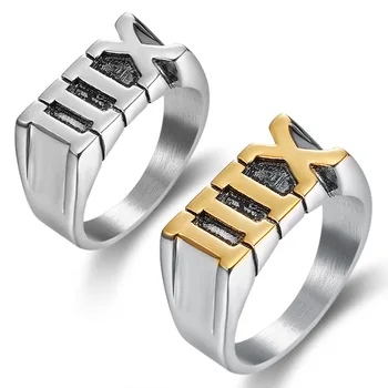Personalità numeri romani anello matrimoniale in acciaio inossidabile Fashion Charm 13 Biker Men Jewelry Gift SMR0015