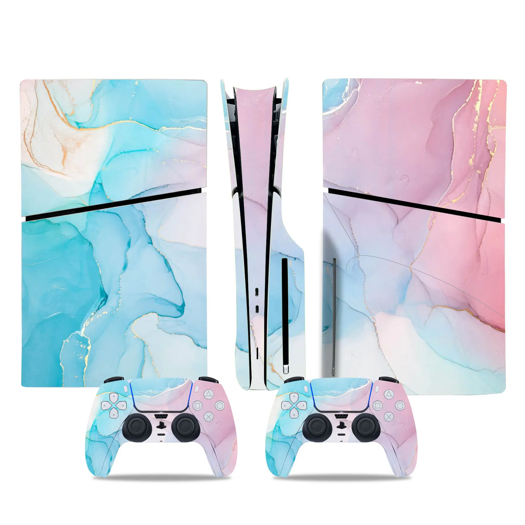 Pink Green Wave Ps5 Slim Disc Skin Sticker Decalcomania Cover Per Ps5 Slim Disk Console E Controller Sticker Vinyl