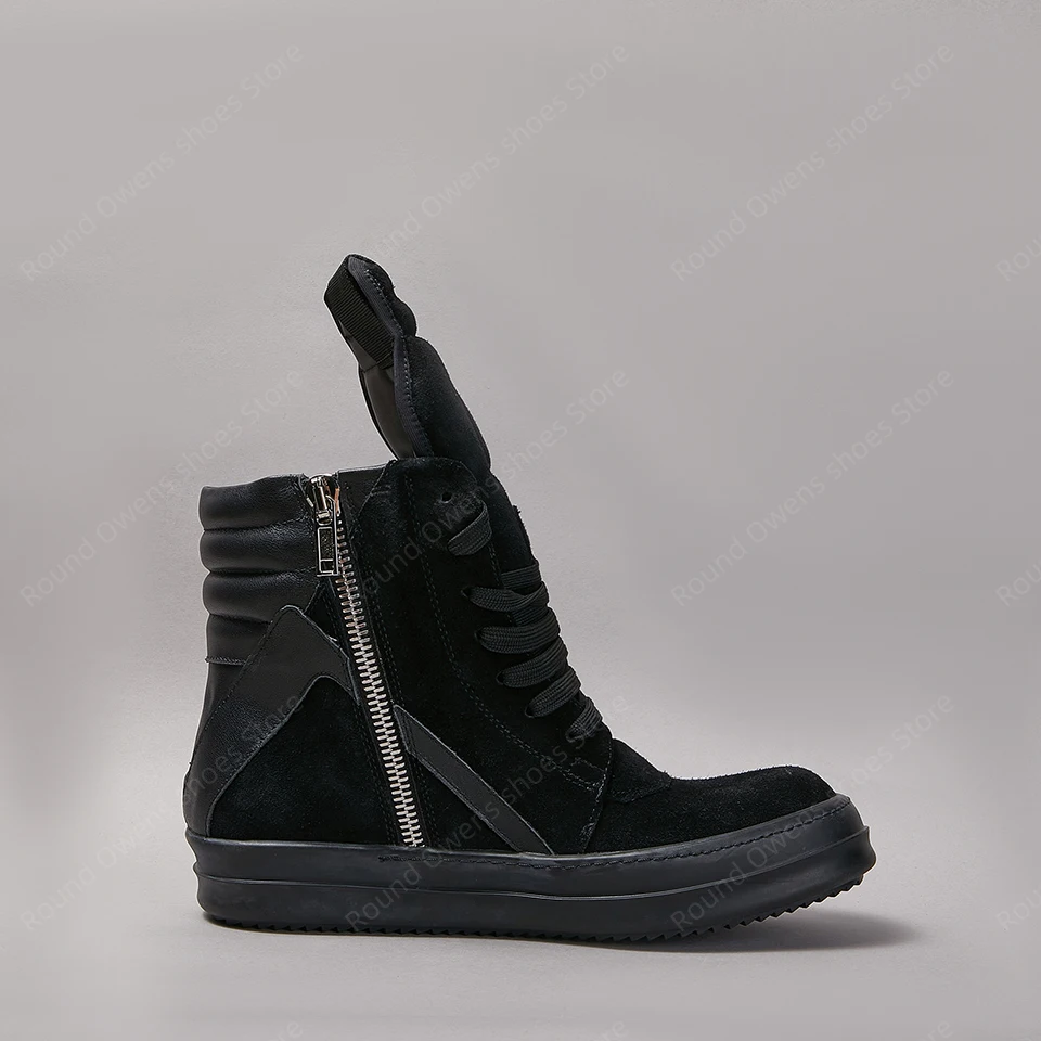 Casual Shoes Men High Top Trainers Ro Lace Up Quality Geobasket Sneakers Black Suede Leather Zip Flat Luxury Women Ankle Boots 3
