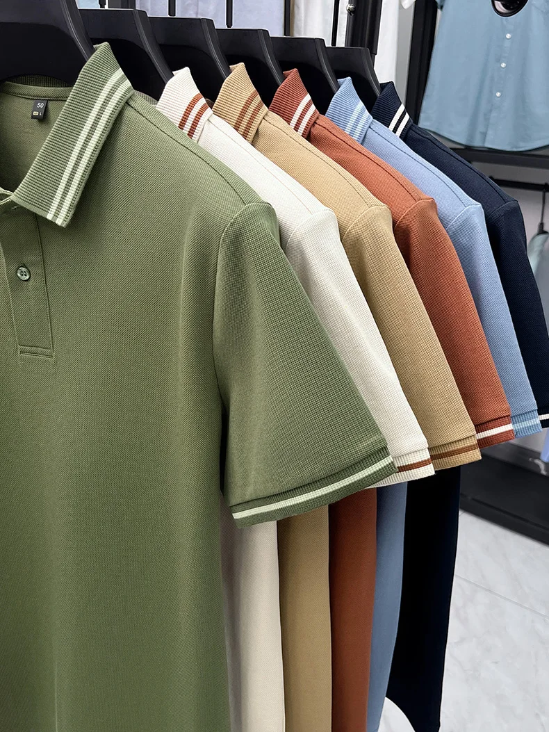 100% pure cotton men's short sleeve polo shirt high-quality fashion soft comfort striped decoration summer casual T-shirt top 32 S15da33c05eab4584a0ac60ab08d939443