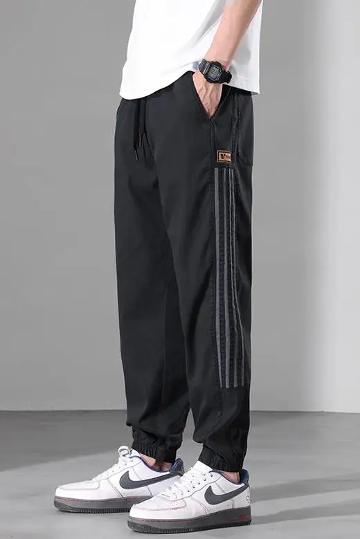 Summer New Casual Pants for Men's Ice Feel Elastic Breathable Versatile Sports Hoodie Pants