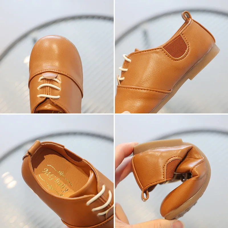 Children Casual Shoes White Dress Shoes Girls Boys Soft Bottom Black Brown Kids Leather Kid Slip on Leather