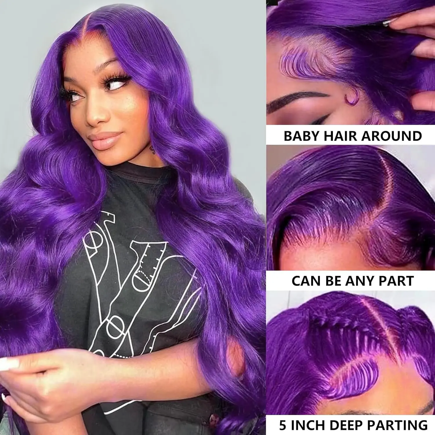 Cabelo Roxo Com Azul: Como Escolher uma Peruca de Cabelo Humano que  Realmente Transmite o Estilo Que Eu Queria, image size:1500x1500