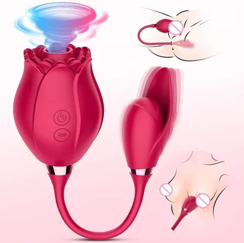 Rose Sucking Vibrator Licking Tongue Vagina Vibrating Nipple Clitoral Stimulation Adult Female Masturbation Sex Toys For Women 1