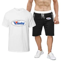 Winning Boxing 2024 Men Summer Fashion Printing Breathable Casual T-shirt+Short Pants New Eight-Color Short-Sleeved Set 2