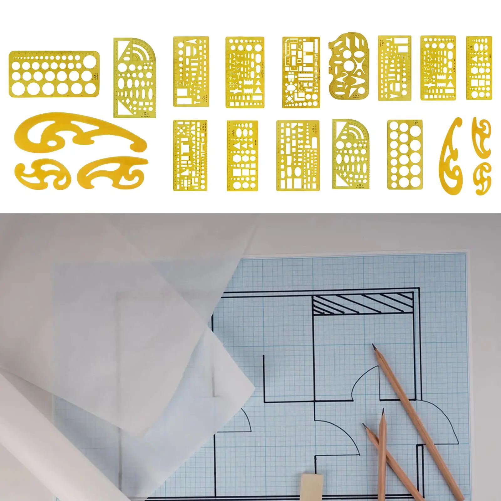 House , Interior Design and Furniture Templates Set, Drafting Ruler Shapes for Architecture Students House , Interior Design and Furniture Templates Set, Drafting Ruler Shapes for Architecture Students