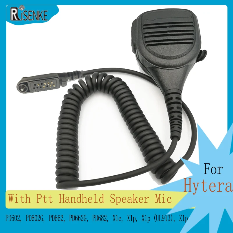 RISENKE-Speaker Mic for Hytera, PD602,PD602G,PD662,PD662G,PD682,X1e,X1p,X1p(UL913),Z1p Radio Microphone with PTT, Handheld