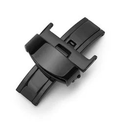 Stainless Steel Butterfly Clasp Deployment Buckle - 16mm (Black)