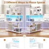 Shaped Computer Desk, 58'' Office Desk with 3 Drawers and Bookshelf, L Shaped Corner Desk with Storage Shelves and LED 5