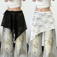 2026 Jupe courte à lacets en dentelle française, Jupe superposée de printemps, Jupe portefeuille pour femme, Robe bandage, Jupe évasée style tablier 1