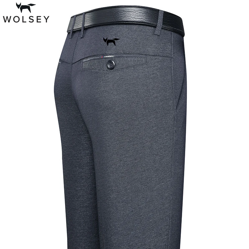 

Wolsey Business Casual Suit Pants Men High Waist Straight Office Formal Trousers Mens Classic Style Suit Long Pants Plus Size