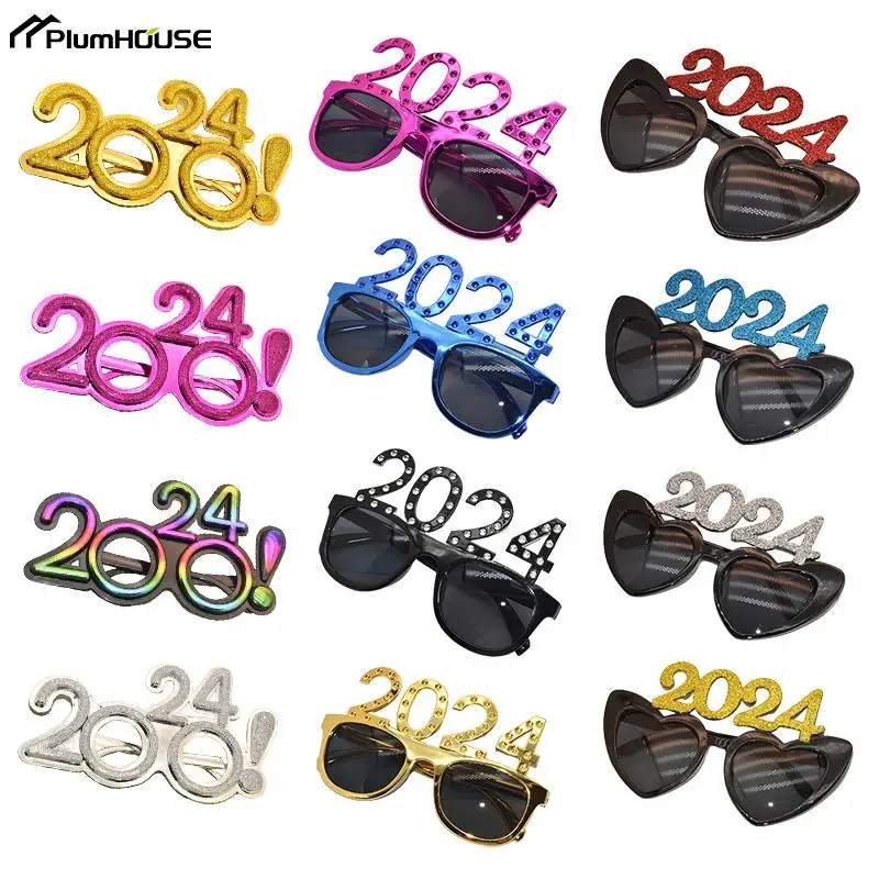 

Happy New Year Glasses Party Sunglasses Eve Years Eyewear 2024 Number Graduation Supplies Funny Eyeglasses Photography Props