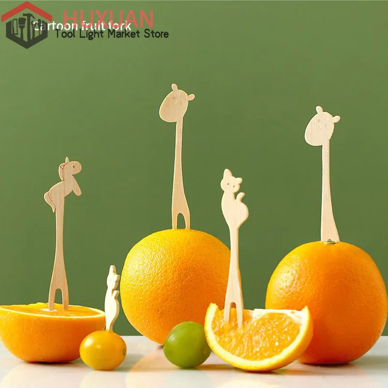 

Бытовая Одноразовая Вилка для фруктов из мультфильма для пикника на открытом воздухе, шпажки из бамбука