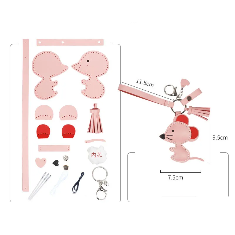 Description Picture 4 of itemLeather Mouse Pendant Ornament DIY Material Sewing Handmade Semi-finished products LeatherCraft Accessories