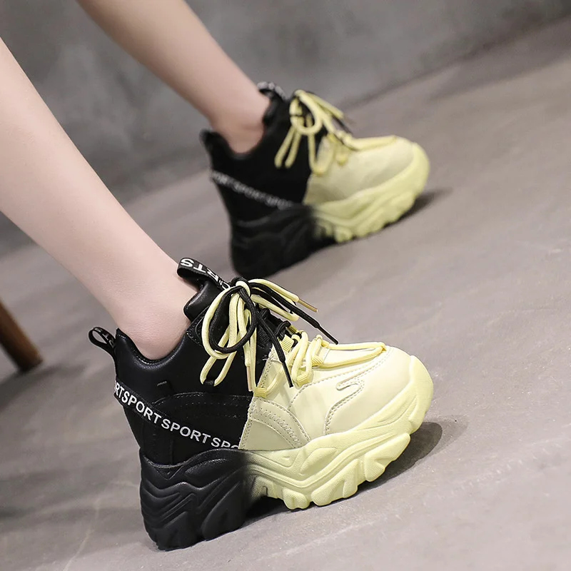 CINESSD Women's High Platform Chunky Sneakers Woman 2023 Fashion Women Sports Shoes Pink White Sport Sneaker Tennis Elegant Gift