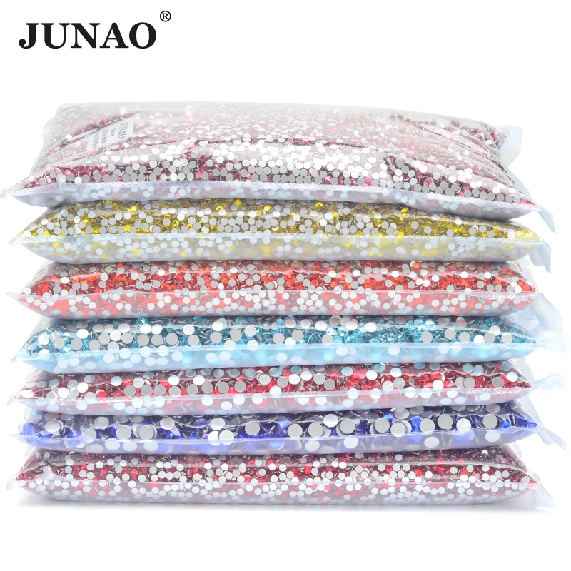 JUNAO Top Quality 100 Gross SS6 SS8 SS10 SS16 SS20 Red Glass Rhinestones Applique Flatback Nail Crystal Stone Bulk for Clothes images - 6