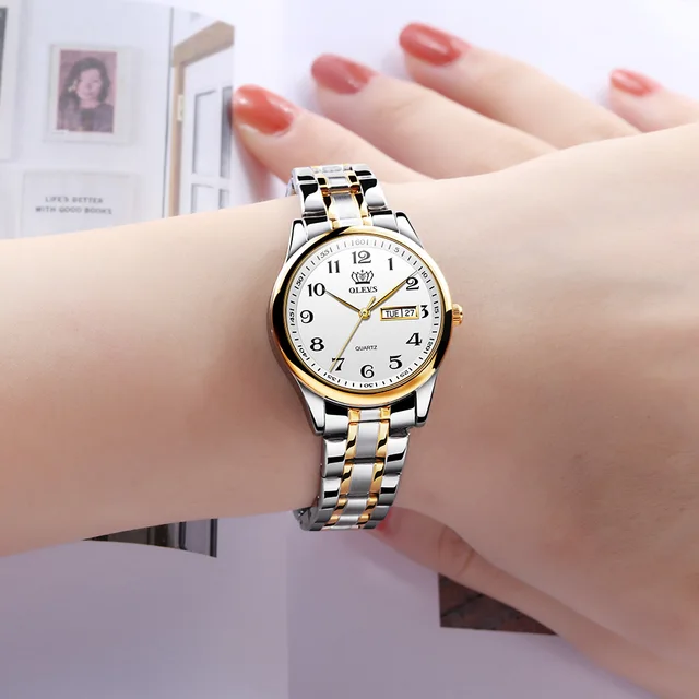 OLEVS Luxury Fashion Ladies Watches Original Quartz Wristwatch Waterproof Stainless Steel Women Watch Elegant Sets Calendar Date 4