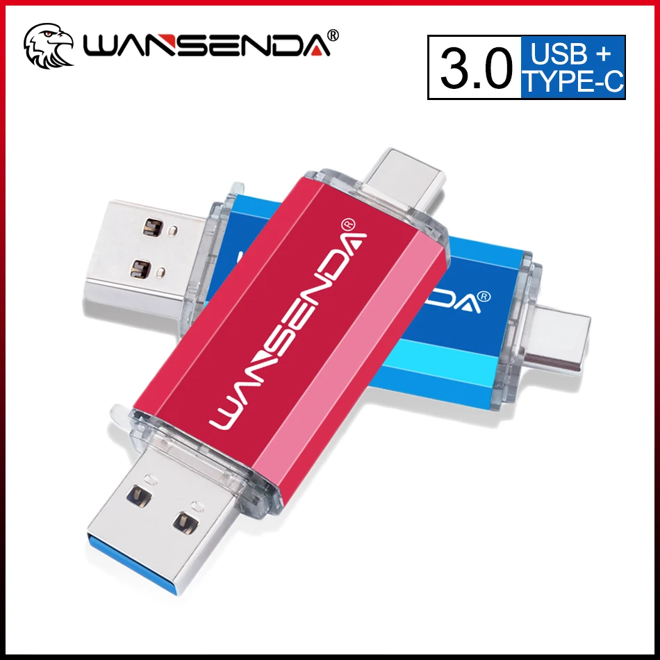 

WANSENDA TYPE C USB Flash Drive USB 3.0 Pen Drive for Type-C Mobile/PC 512GB 256GB 128GB 64GB 32GB 2 IN 1 High Speed Pendrives