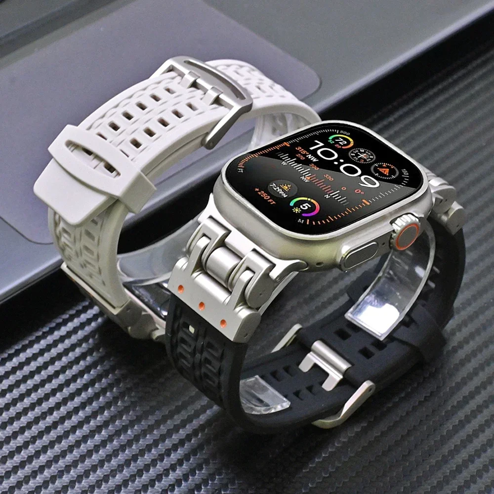 

Мягкая силиконовая лента для Apple Watch Ultra 2 49 мм, дышащий спортивный браслет для iwatch серии 9 8 7 45 мм 4 5 6 se 42 44 мм correa
