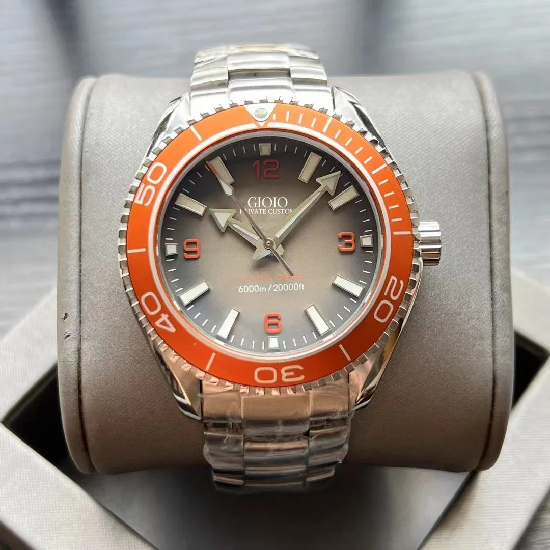 

2023 New Mens Automatic Mechanical Watch Stainless Steel Blue Black Ceramic Orange Bezel Sapphire Ultra Deep 45mm Sport Watches