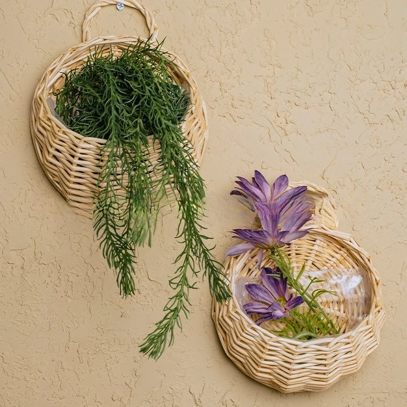 Wall decoration willow basket pot device wall hanging flower pot hanging basket hanging rattan