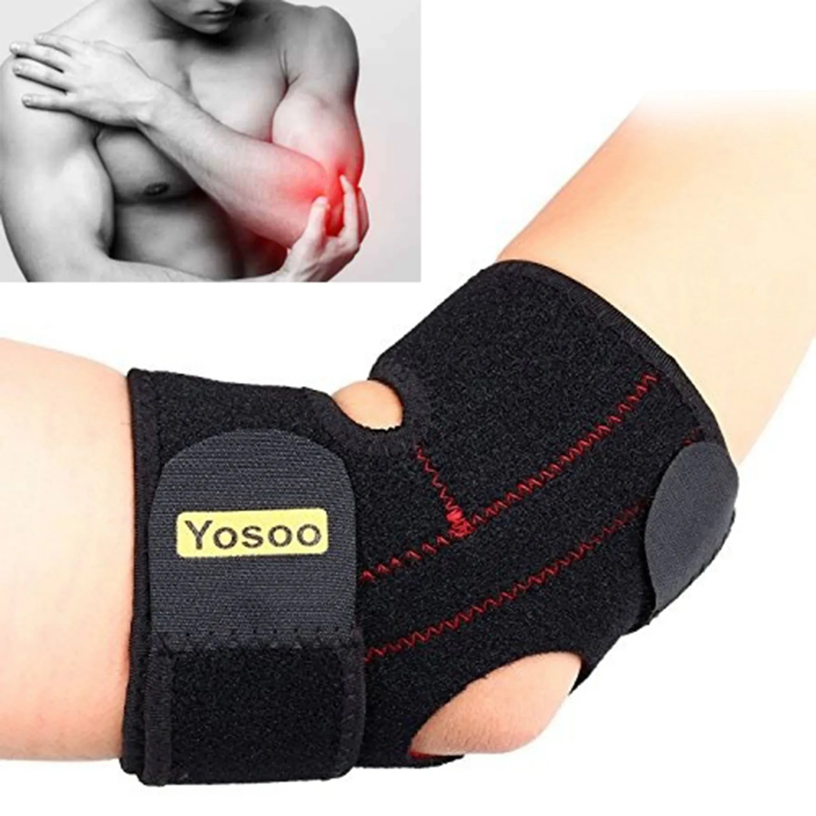 Adjustable Elbow Support Wristband Breathable Neoprene Tennis Golf Weightlifting