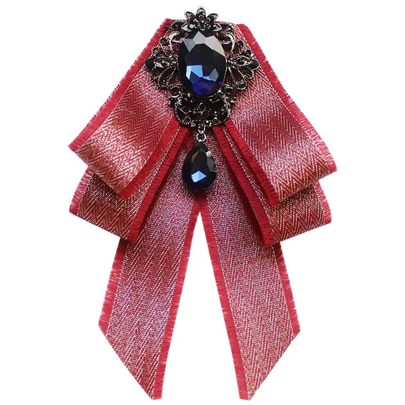 Vintage Crystal Fabric Bow Tie Brooch Korean Fashion Bowties Neckties for Man Ribbon Shirt Collar Luxulry Jewelry Accessories bow tie