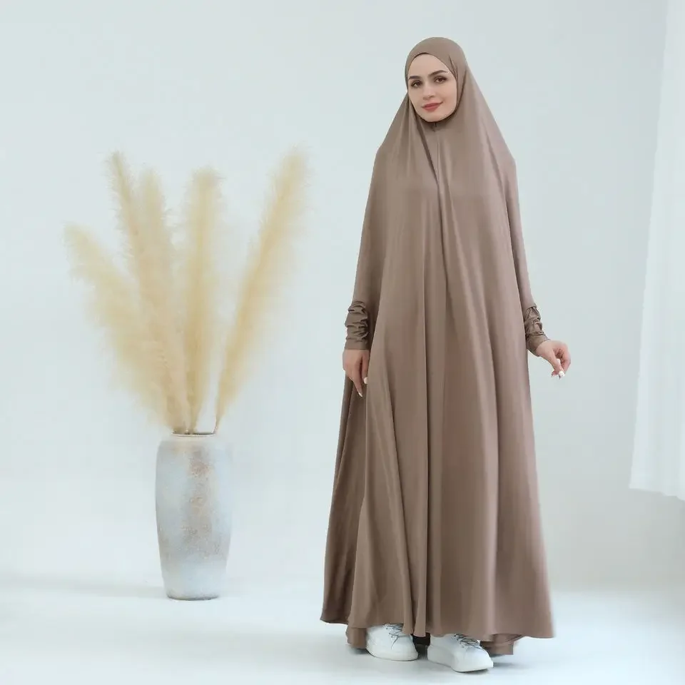 One Piece Prayer Dress for Muslim Women Jilbabs Islamic Clothing Dubai Turkey Hijab Robe Ramadan Eid Overhead Khimar Abaya Niqab