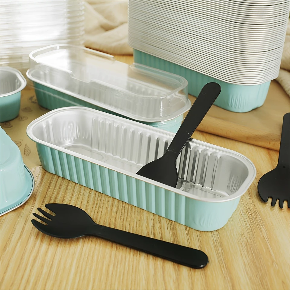 Cake Pan | 20pcs Aluminum Foil Bread Pans | 200ml Rectangular Baking Cups Muffin Tins Non-Stick Tin Baking Pans Tins Holders for Brownie Mini Bread